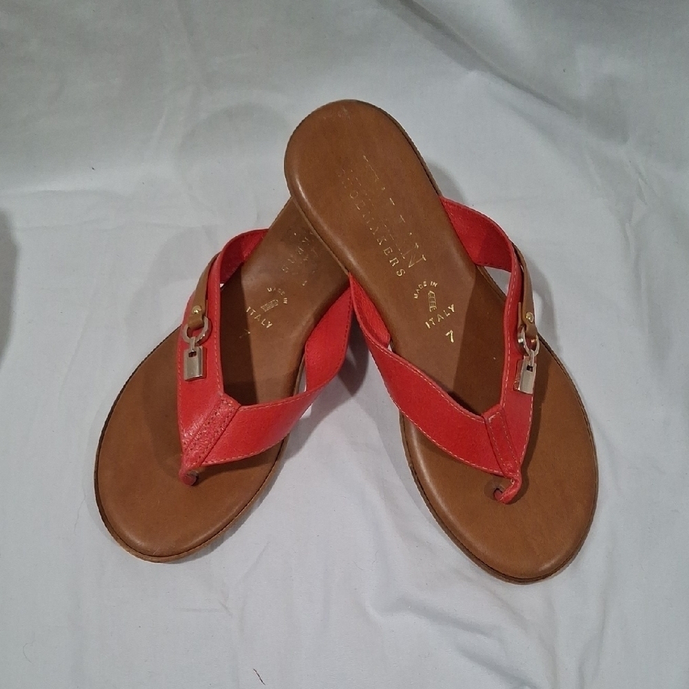 Italian Shoemakers Red and Brown Sandals Size 7